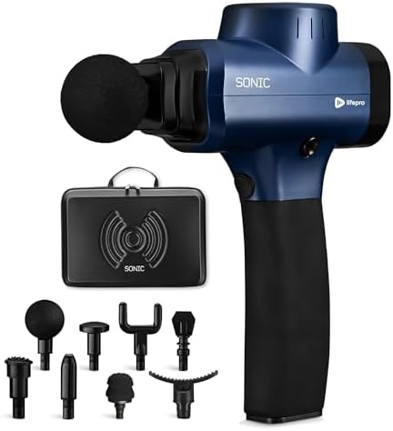 LifePro Sonic Massage Gun Percussion Muscle Massager, 8 Heads & 5 Speeds