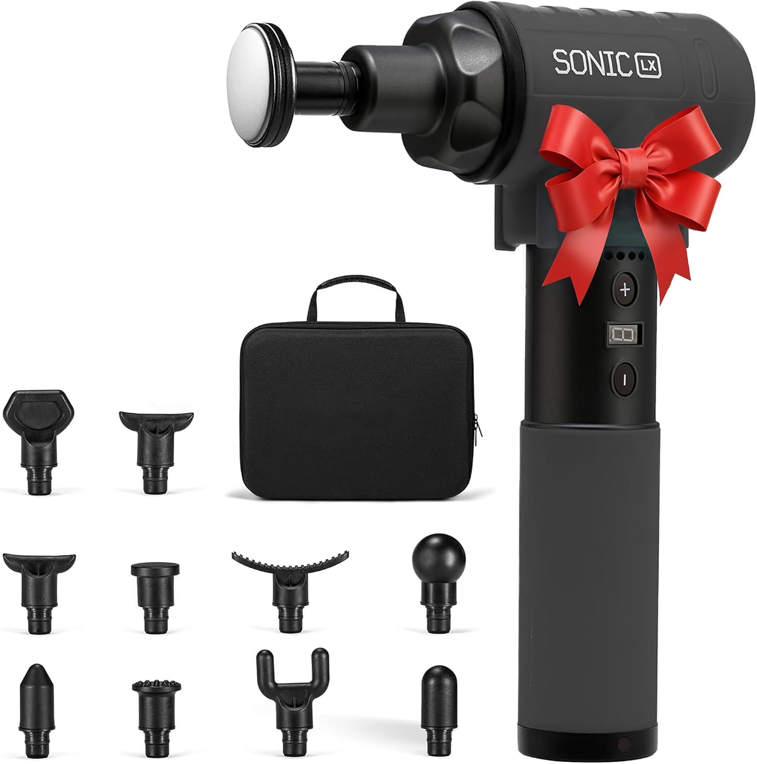 Lifepro Sonic LX Percussion Massage Gun Deep Tissue with Heat & 10 Heads