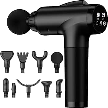 OLsky Massage Gun Deep Tissue 30 Speeds 9 Attachments Handheld (Black)