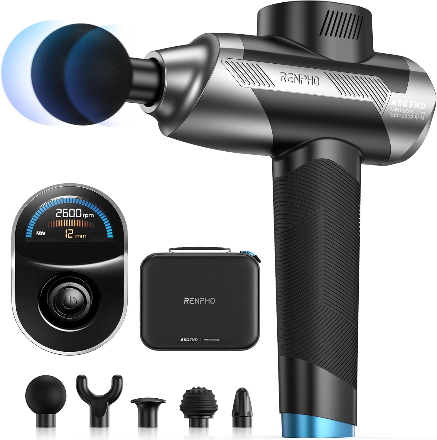 RENPHO Ascend Massage Gun, Adjustable 6-12mm Amplitude
