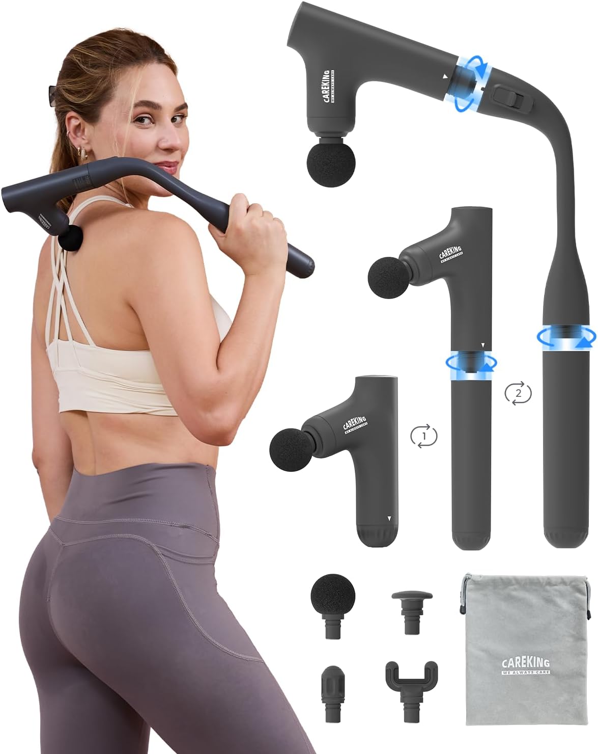 3-in-1 Detachable Massage Gun with Extension Handle