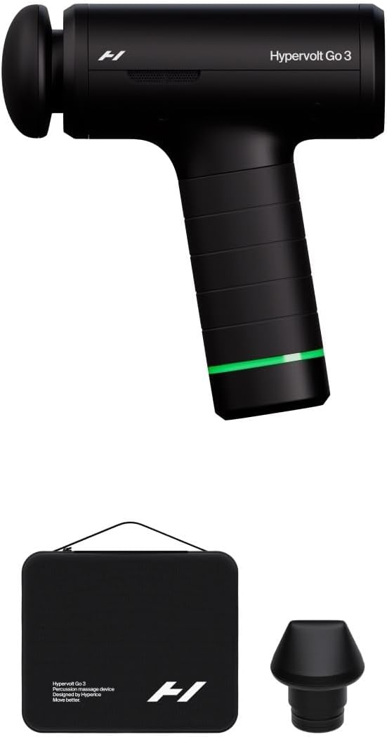 Hyperice Hypervolt Go 3 percussion massage gun with carry case