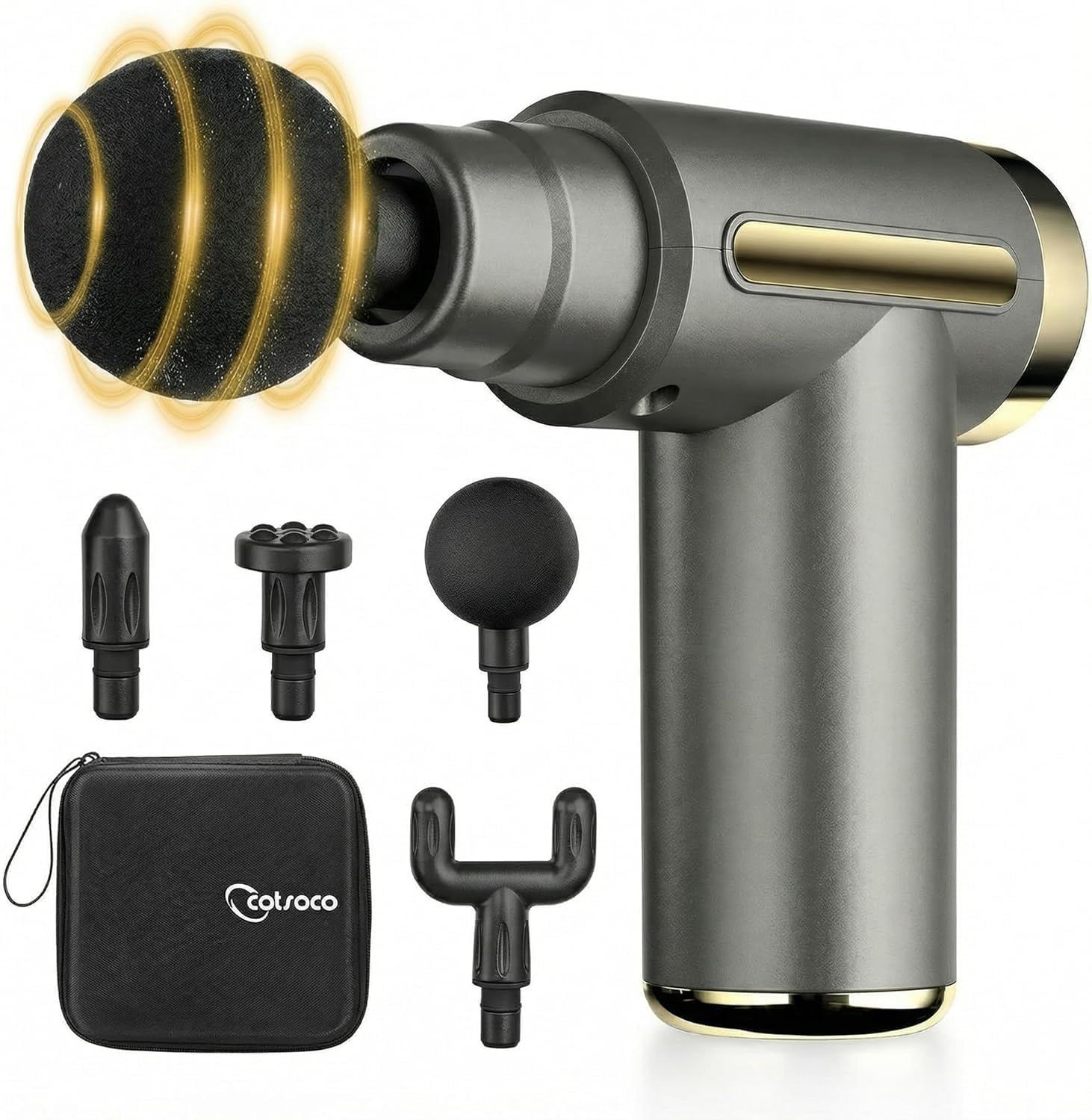 Jancane Mini Massage Gun with Case, Deep Tissue Muscle Massager with 6 Speeds and 4 Heads