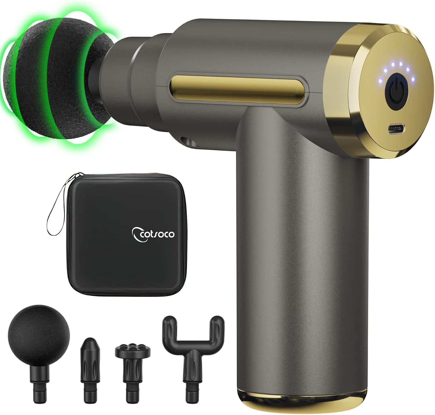 Jancane Mini Massage Gun, Deep Tissue Muscle Massager with 6 Speeds and 4 Heads
